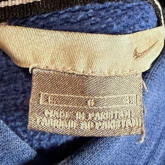 VTG Nike Hoodie Mens Blue Embroidered There is No Finish Line Pullover FADED L - Picture 6 of 13